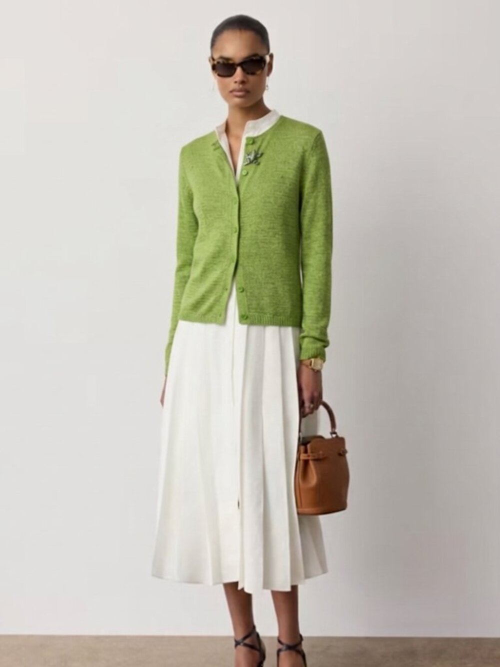 Josephine Chaus Vintage Green Knit Cardigan  Size S